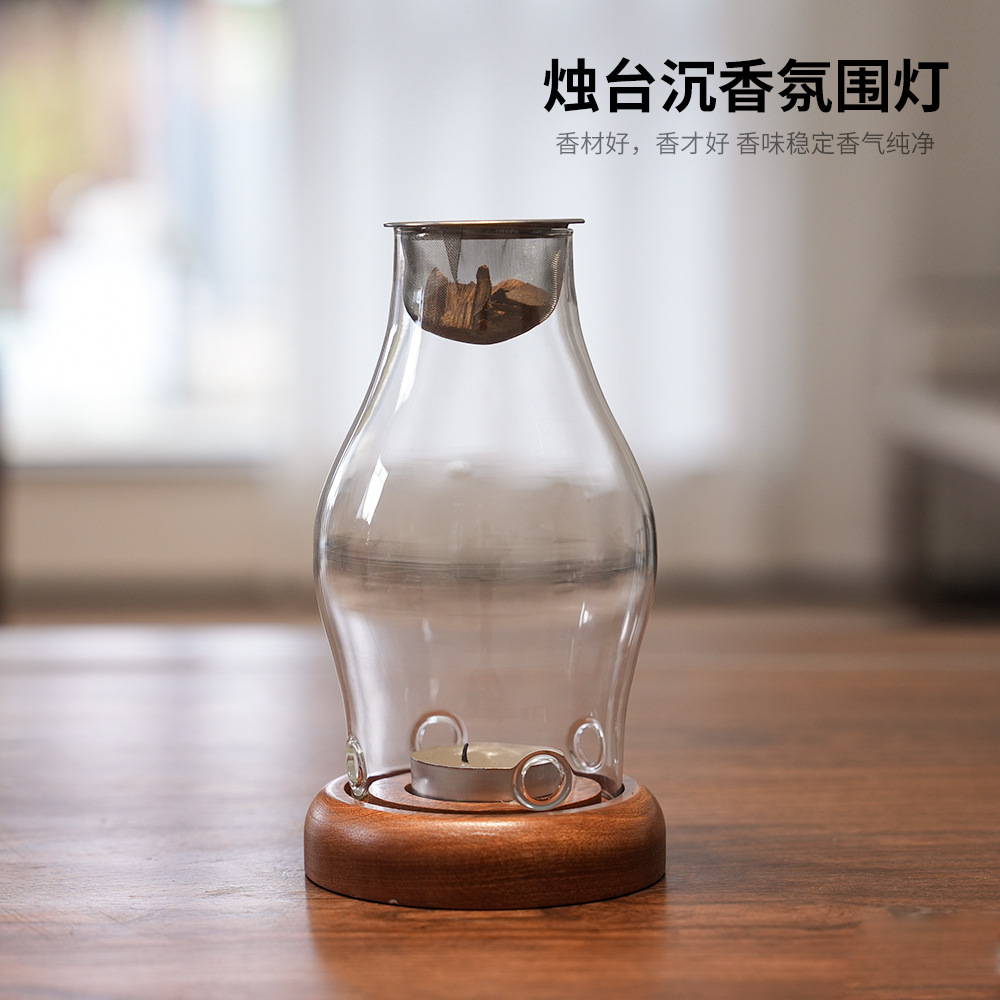 Home Fragrance Lamp - Przezroczysty szklany świecznik. Wiatroodporny świecznik w