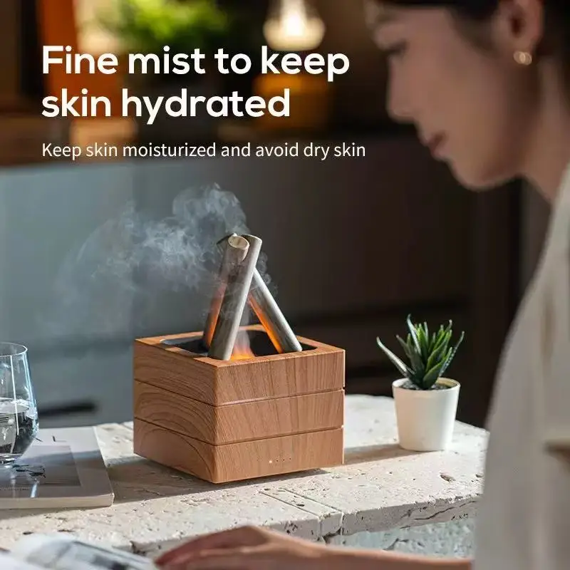 Home Fragrance Leather Diffuser - Nawilżacz Powietrza Efekt Płomienia Dyfuzor Olejków