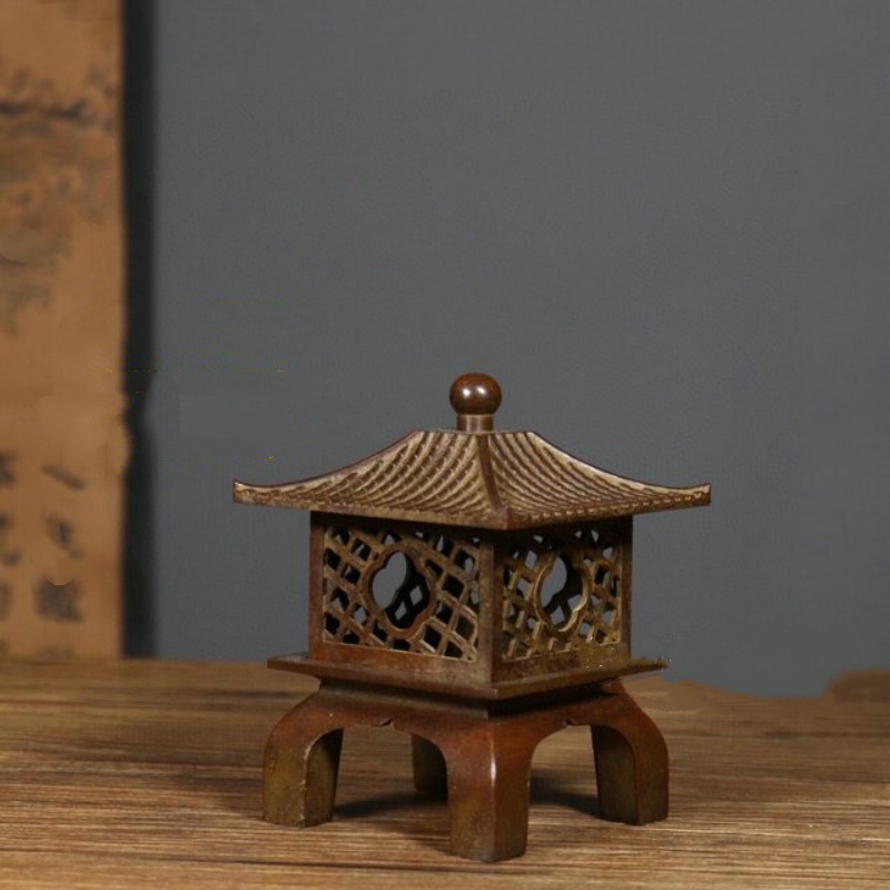 Home Fragrance Lamp - Antyczna miedziana ażurowa lampa pałacowa, palenisko